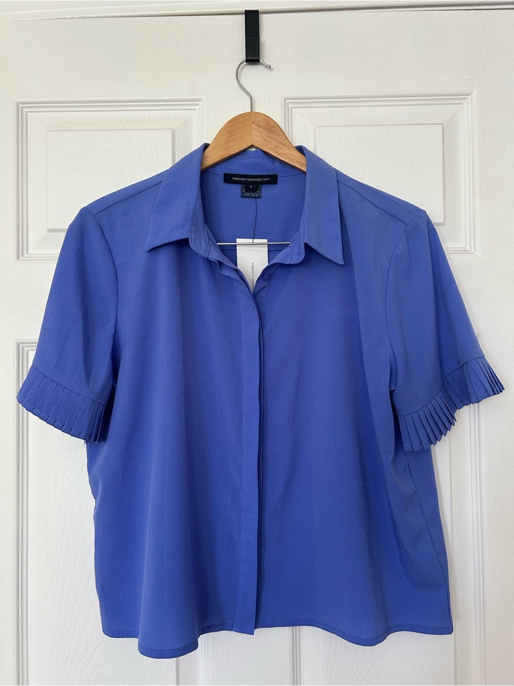 French Connection Short Sleeve Top in Bright Blue